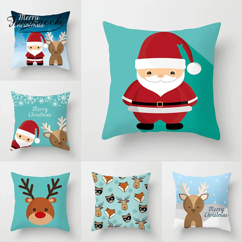 

Fuwatacchi Christmas Cushion Cover Christmas Snowman Pattern Pillow Cushion Cover Case Car Home Sofa Decorative Pillowcase