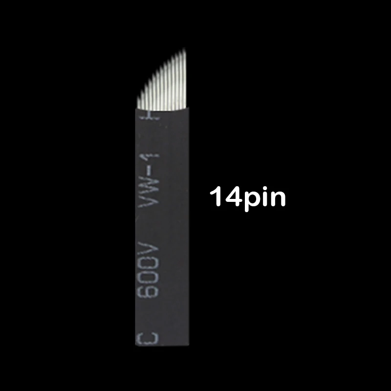 50 шт 0,18 мм микроблейдинг иглы 12 14 16 18 pin u-образный Перманентный макияж бровей Иглы татуировки лезвия для 3D ручки для вышивки