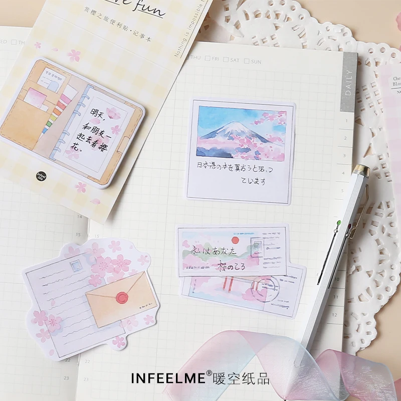 Infeel. me Сакура визит путешествия блокнот липкие сообщения пакет|Блокноты| |