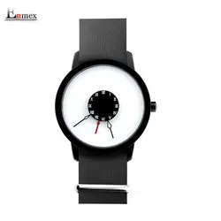 2018 г. мужские подарок ENMEX краткое дизайн длинный Съемный ремень Творческий Upside Down стороны уникальный дизайн для молодых Мода кварцевые часы