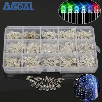 

450Pcs/box 15 Value 7 Colors Diode 3mm 5mm Round Bright Light LED Assortment Kit