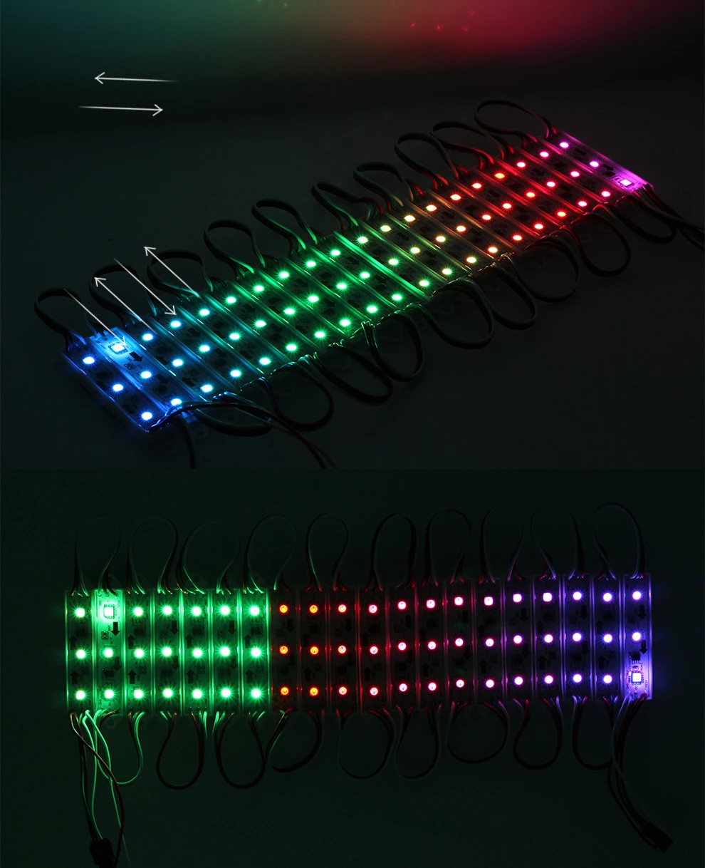 Светодиодный модуль DC12V WS2811 3 светодиодный s RGB длиной в Пол, с бусинами 5050 RGB Водонепроницаемый Рекламы Световой светящиеся символы модули