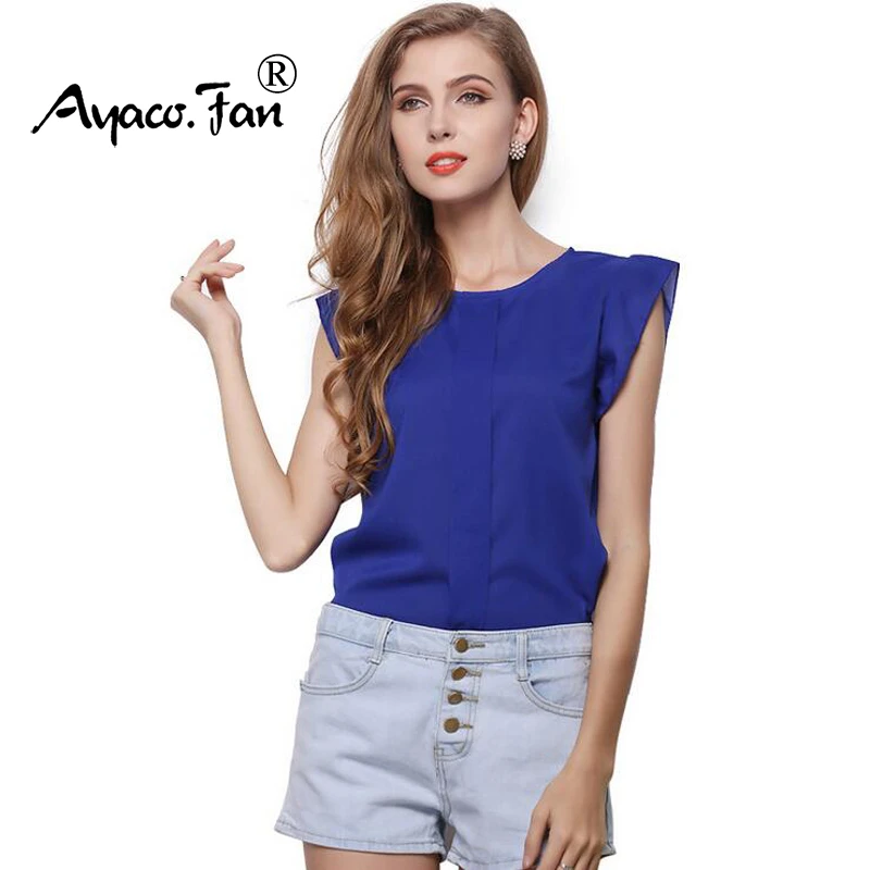 Hot Women Chiffon Blouses Summer Shirts O-neck Ruffled Pleated Sleeve Strap  Solid Tops Blouses Casual Ladies Solid Shirt Blusas - Women Blouse -  AliExpress