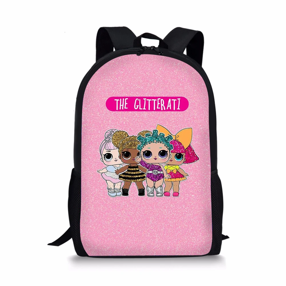 

THIKIN Kids Backpack Girls L.O.L Surprise Doll Pattern Student School Bags Popular Kids Satchel Shoulder Travel Casual Bags