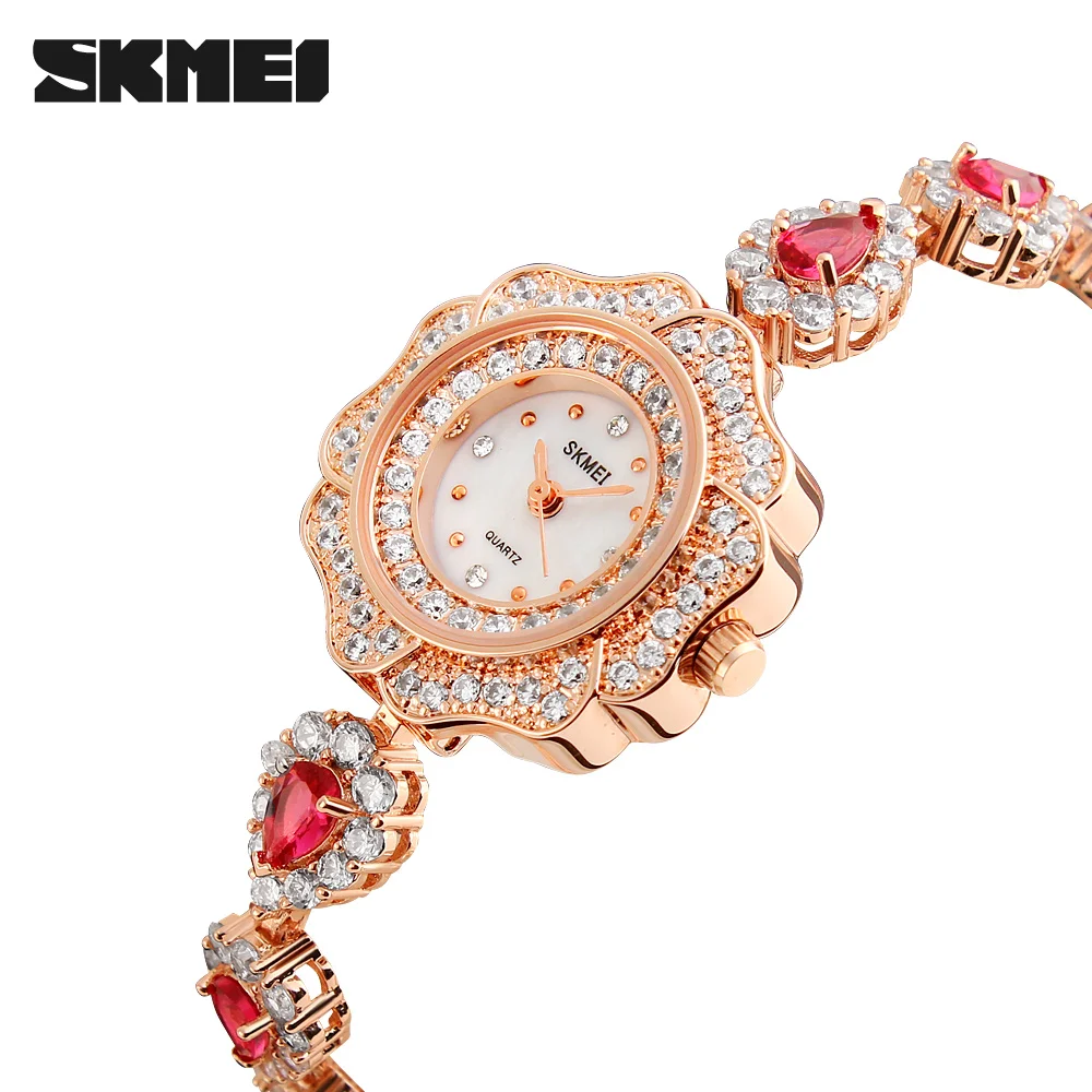 

2016 New Skmei Fashion Casual Watch Women Top Brand Luxury quartz-watch Waterproof Rhinestone Ladies Dress Watches montre femme