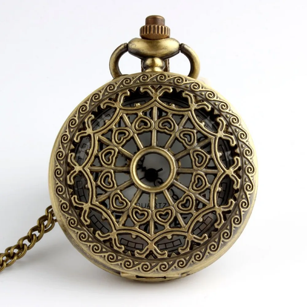 Бронзовое полое ожерелье с паутиной, мужские винтажные кварцевые карманные часы, платья, ожерелье с подвеской, мужские и женские часы Fob, подарок