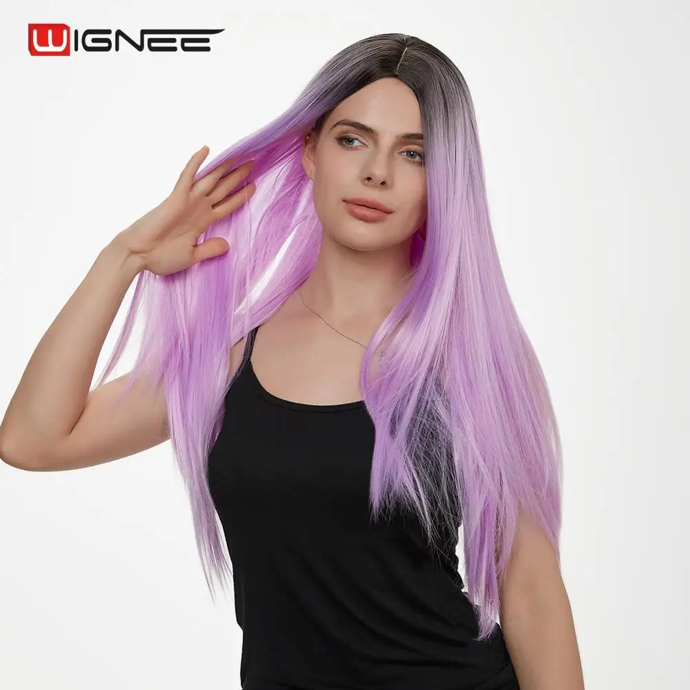 

Wignee Long Straight Hair Synthetic Wig For Women High Density Purple/Blue/Pink/Brown Hair Game of Throne Cosplay Halloween Wig