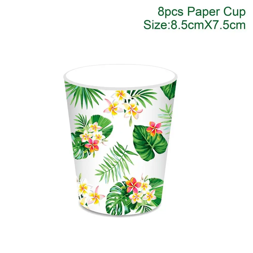 Huiran Hawaii Disposable Tableware Disposable Jungle Party Tableware Safari Decoupage Paper Napkin Flamingo Chindren Party - Цвет: cup