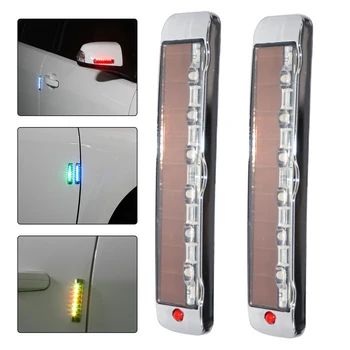 

CITALL 2PCS Door Edge Bumper Guard Scratch Protector Solar LED Strobe Flashing Warning Light Car styling