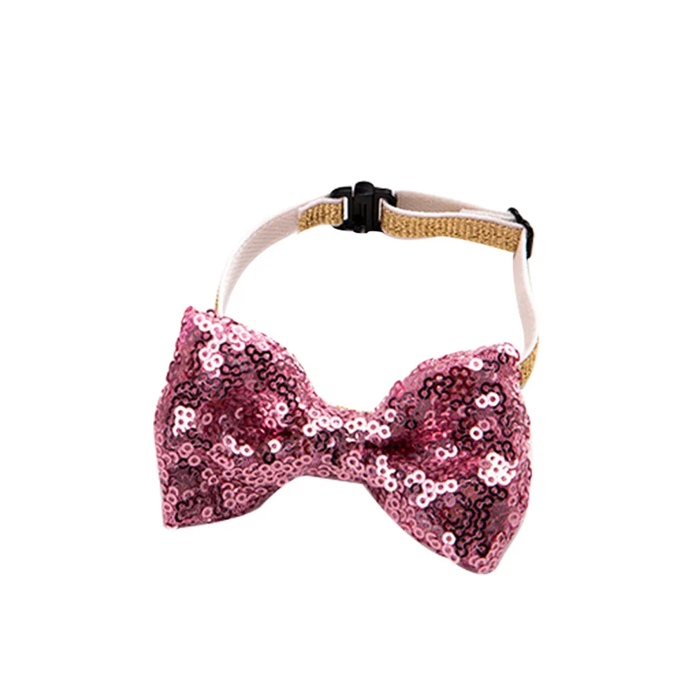 Pink Bowknot Ошейник для собак, кошек и щенков, регулируемый головной убор с бантом, блестки для рождественской вечеринки на день рождения, MYDING - Цвет: Pink Bowknot