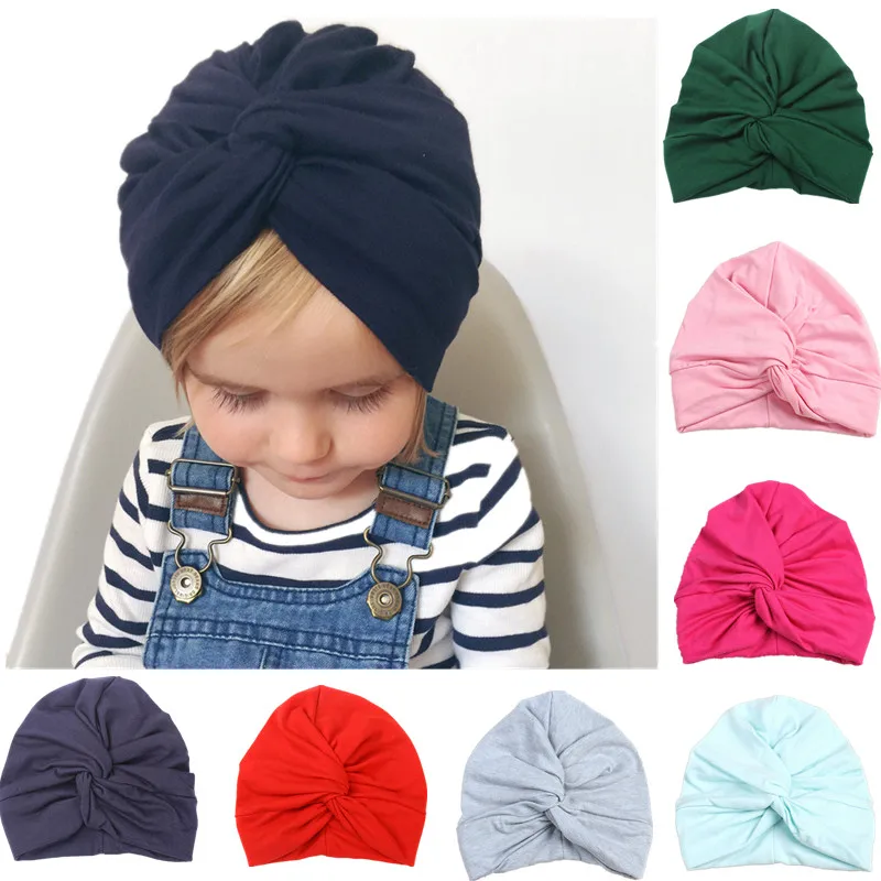 

New Designed Cute Baby Hat Cotton Soft Turban Knot Girl Summer Hat Bohemian style Kids Newborn Cap for baby girls