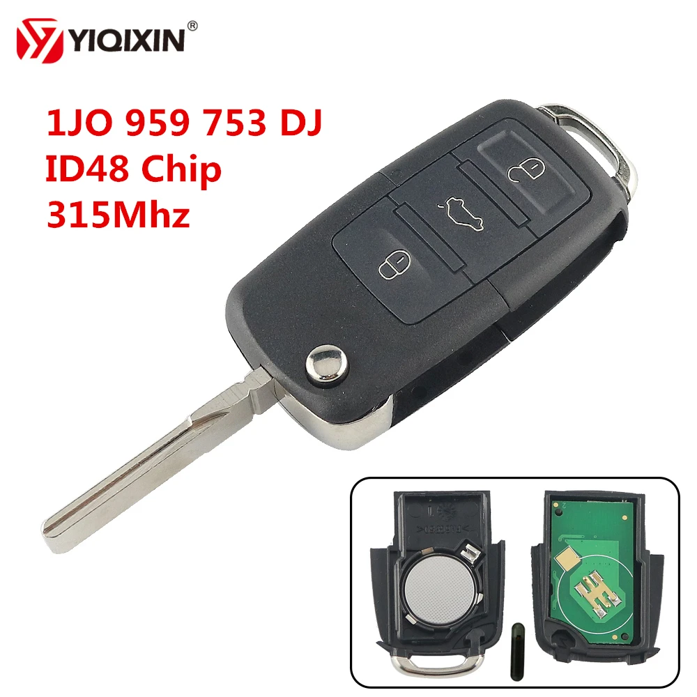YIQIXIN 3 кнопки флип дистанционный ключ-брелок от машины для Volkswagen VW Golf 4 5 Passat B5 B6 Polo Touran 315 МГц ID48 чип 1JO 959 753 DJ