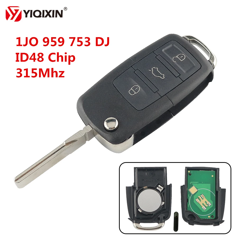 YIQIXIN 3 Bottoni Vibrazione Auto Chiave A Distanza Fob Per Volkswagen VW Golf 4 5 Passat B5 B6 Polo Touran 315mhz ID48 Chip 1JO 959 753 DJ -