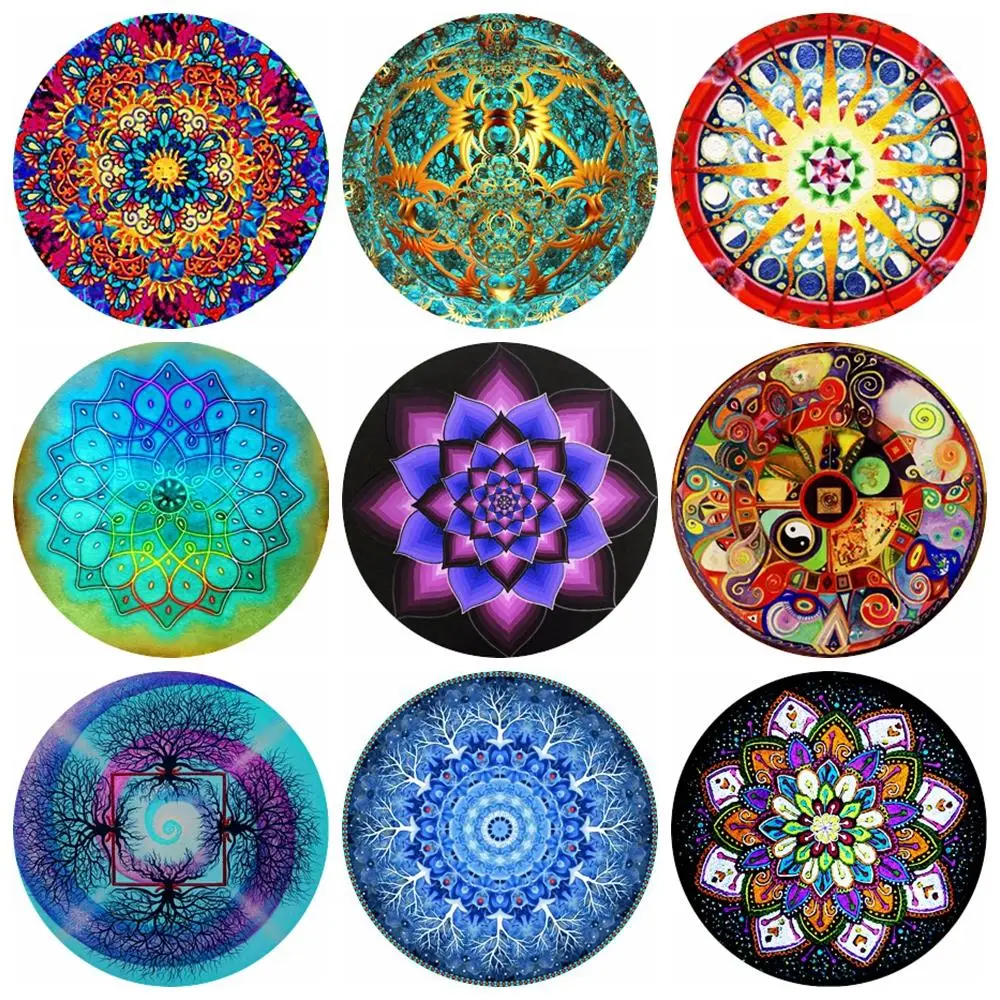 

20pcs 12mm 14mm 16mm 18mm 20mm 25mm Mandala Round Photo Glass Cabochon Demo Flat Back Making Findings Z-G3175