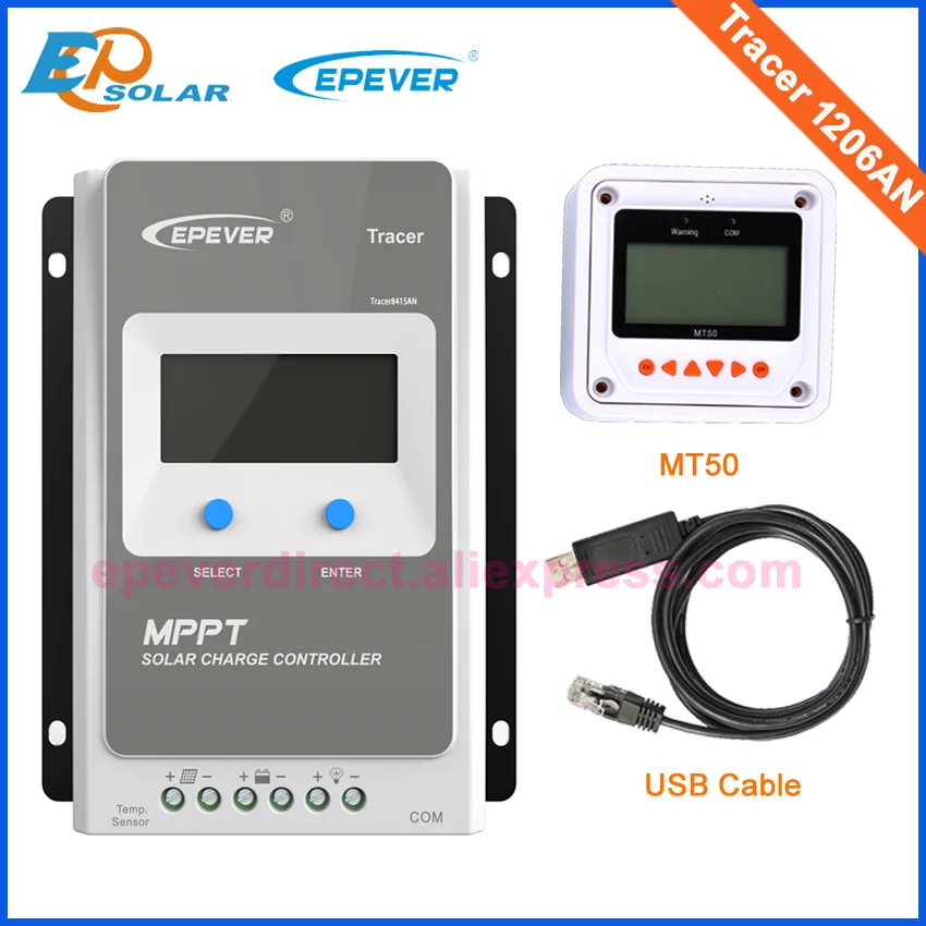 

charger controller 10A Tracer1206AN Max PV input 60V 10amps Solar tracking mppt regulator USB communication cable for connect PC