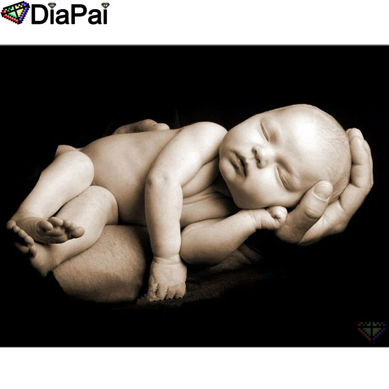Полноразмерная/круглая Алмазная 5D картина для творчества DIAPAI 100% ребенок