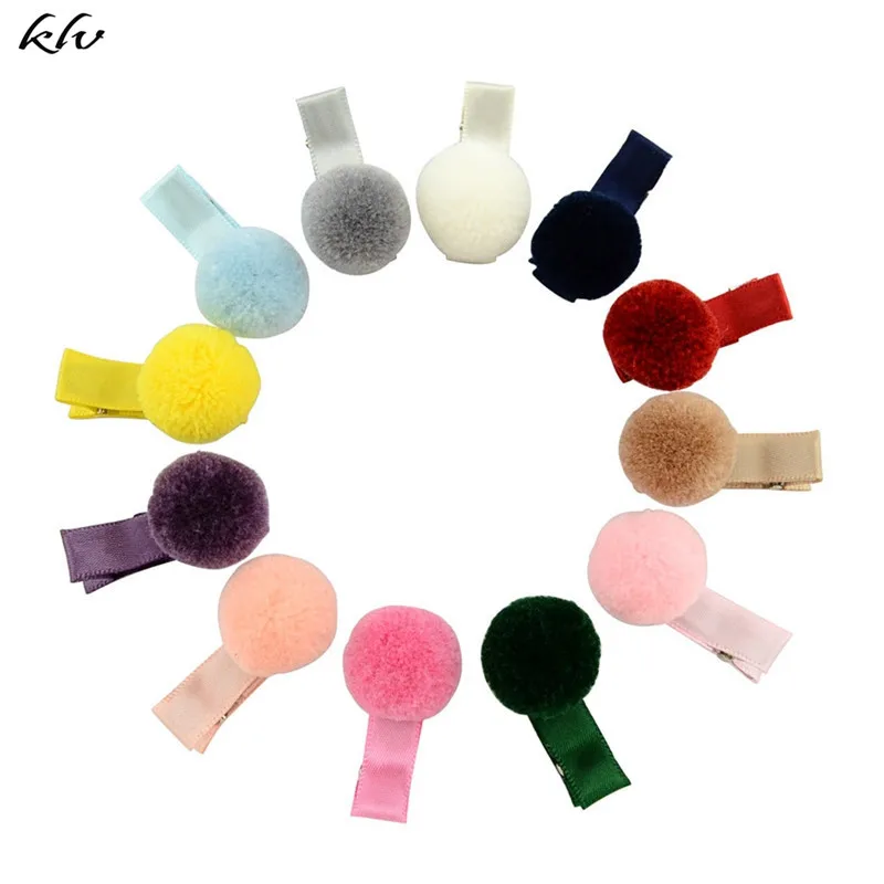 

12 Pcs Korean Style Baby Girl Soft Fur Ball Hair Clip Handmade Barrettes Head Accessories New Lovely Gift for baby girls