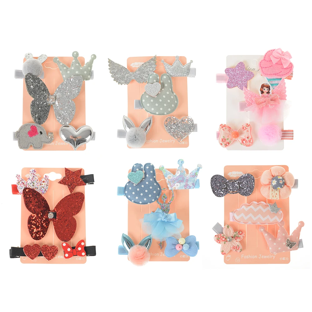 

NEW 5pcs/set flowers Bowknot Hairpins children stars Cartoon hair clips kids girls handmade Barrettes Accessories headwear