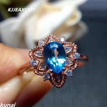 

KJJEAXCMY Fine jewelry Women's wholesale jewelry color jewelry 925 silver inlay natural Topaz Ring