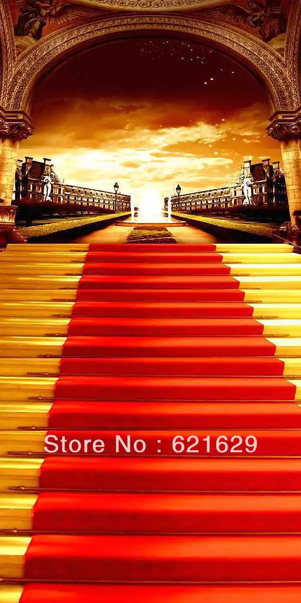

Red carpet stairs 10'x20' CP Computer-painted Scenic Photography Background Photo Studio Backdrop ZJZ-015