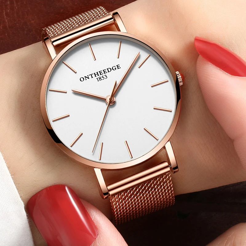

ONTHEEDGE woman's Quartz Watches Ladies WristWatch Leisure fashion 30m Waterproof Valentines Day gifts Lovers men's Watch clock