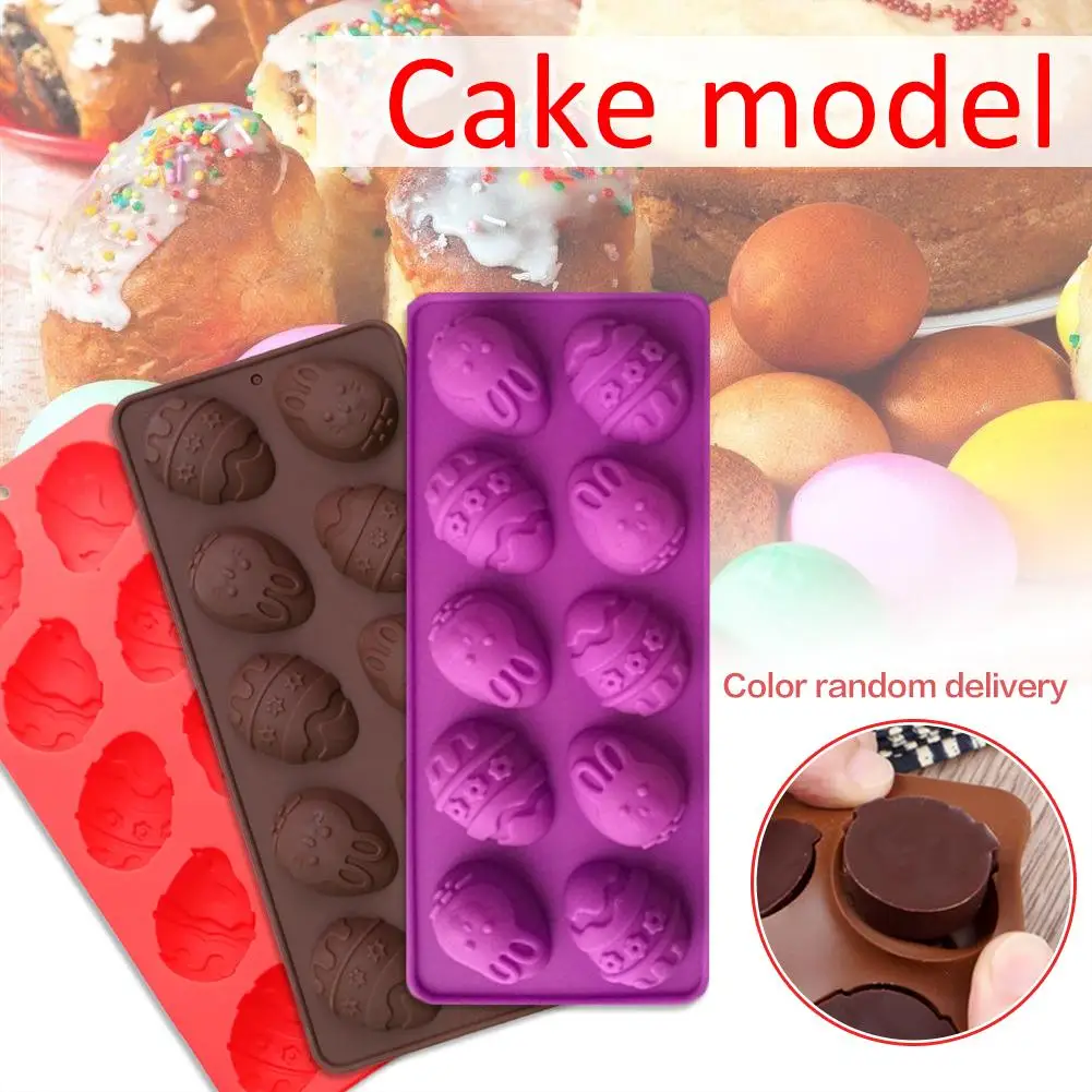 

10-Cavity Easter Egg Silicone Chocolate Mold DIY Baking Cake Mold Random Colors Delivery 40P