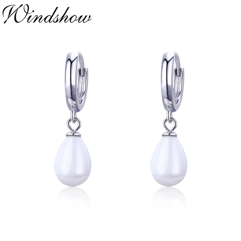 

Cute 925 Sterling Silver Circles Link Teardrop Shell Pearl Small Loops Hoops Earrings For Women Jewelry Kids Girls Aros Aretes