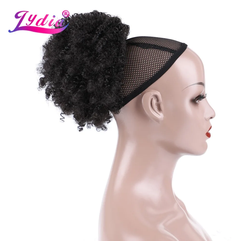 Lydia 8 inch Synthetic Hair Extension Bun Curly 1B#  Hair With Two Plastic Combs Easy Chignon Updo for Short Hair Hairpieces