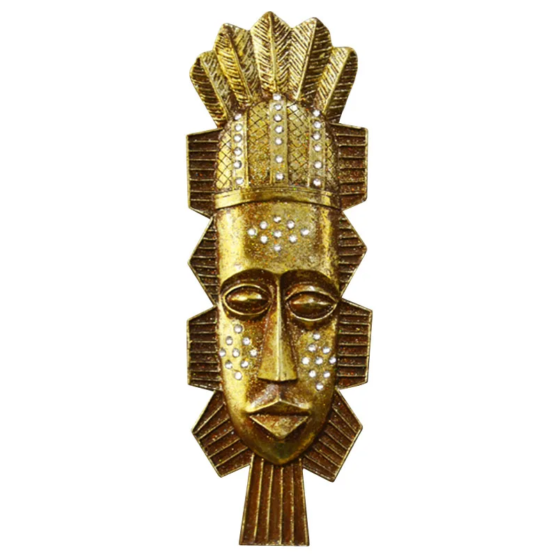 

European Style Gold Character Mask Wall Decoration Modern KTV Bar Club Wall Decoration Pendant Wall Head Hanging Crafts Resin