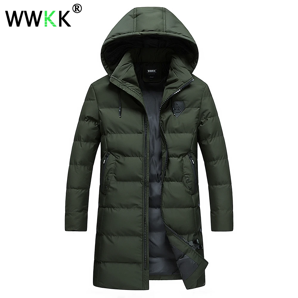 WWKK, Длинные теплые зимние куртки, парки, мужские пальто, Тренч, пальто, мужское толстое Стеганое пальто, Аляска, куртка, верхняя одежда, съемная шапка