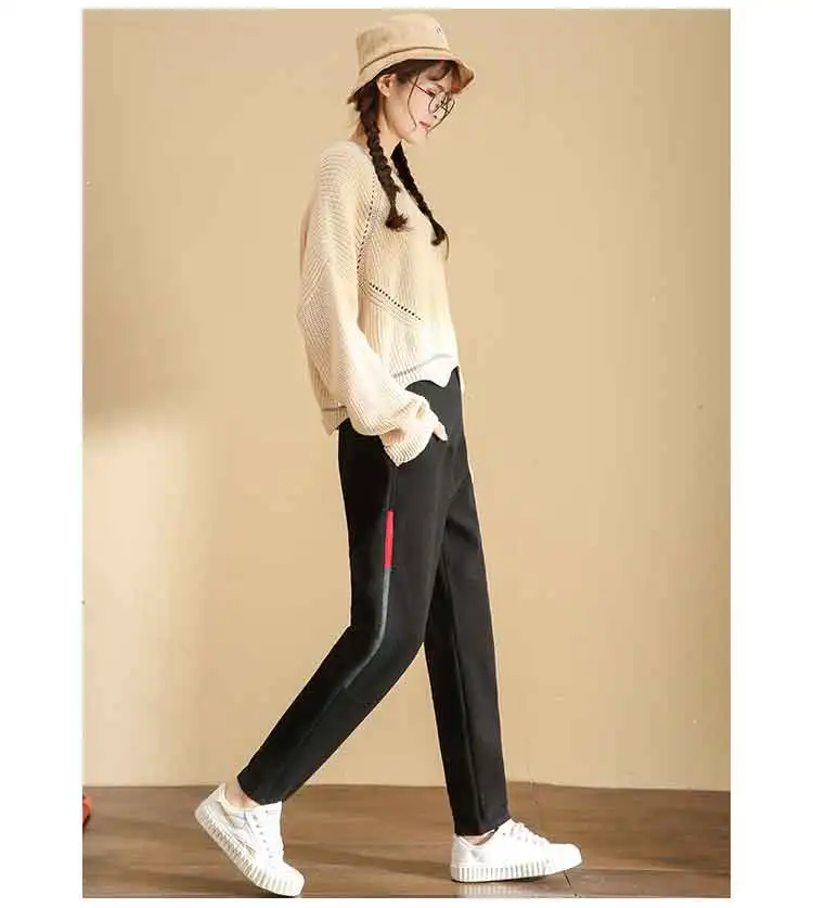 Осенние и зимние корейские женские брюки с модным животом, шерстяные брюки, тонкие прямые брюки