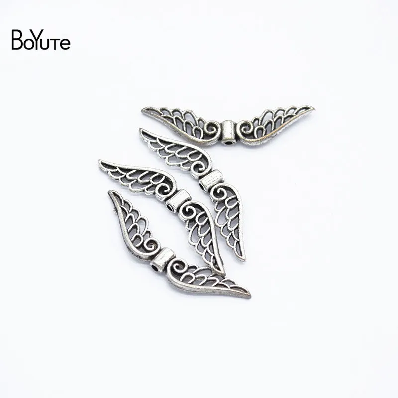 BoYuTe (100 PiecesLot) 318MM with 1MM Hole Metal Alloy Angel Wing Beads Diy Hand Made Jewelry Accessories Wholesale (6)