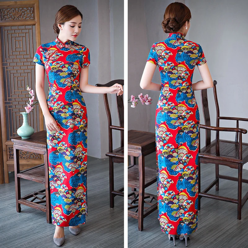 Плюс размер 5XL новое длинное винтажное китайское платье ченсам Стиль Вечерние вечернее Ципао весеннее платье Восточное женское элегантное