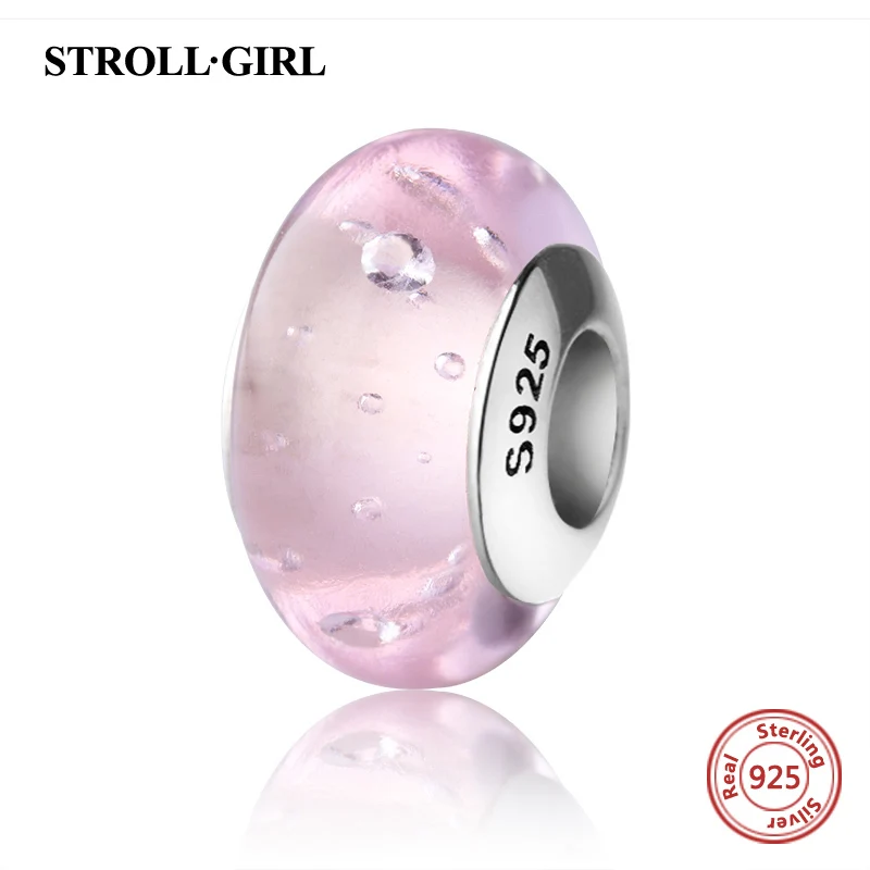 StrollGirl 925 silver sparkling Murano glass beads red color diy charms fit authentic pandora bracelet jewelry accessories gifts - Цвет: G1018