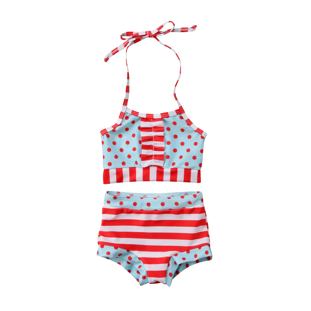 

2PCS Kids Baby Girls Polka Dot Bikini Swimwear Swimsuit Bathing Suit Beachwear