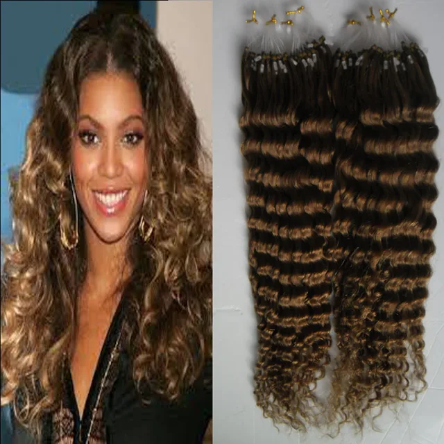 New Deep Curly Remy Micro Loop Hair Extensions 100g Micro Bead Hair
