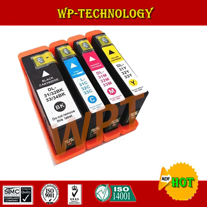 4PK для Dell 31 32 33 34 чернильный картридж Φ/32/33 совместимый с DELL V525W V725w | Компьютеры и