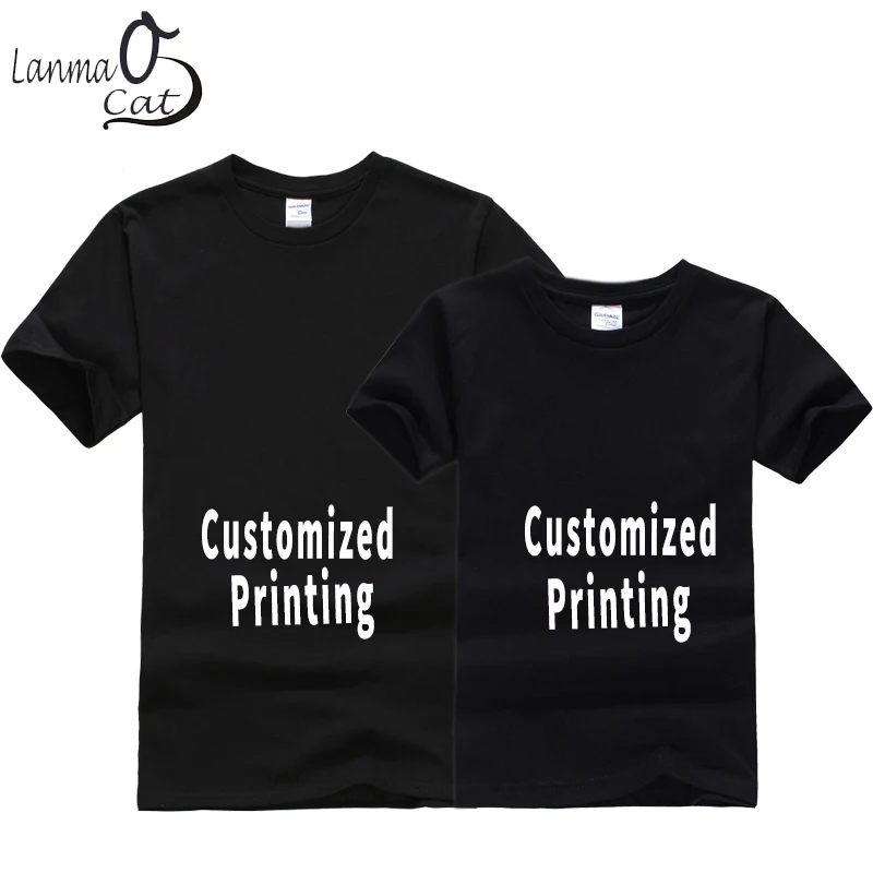 

Lanmaocat Dad Son Daughter Matching Shirts Clothes Custom Print Dad Kids Shirts Top DIY Family T Shirts For Summer Free Shipping