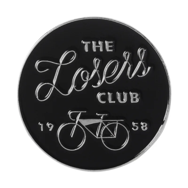 2019 Fashion The loser club Enamel Pin Black Silver Bike Round button Badge Brooch Bag Clothes Jewelry Gift for Friends trinket | Украшения
