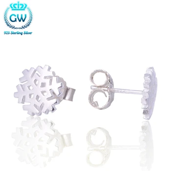 

925 Sterling Silver Snowflake Ear Stud Earrings Women Jewelry Brand Jewelry