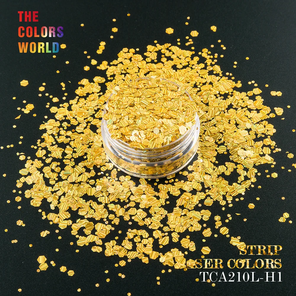 10000 голографическая полоса Шестигранная Форма смешанный размер блеск для ногтей