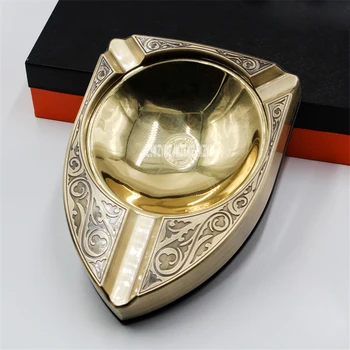 

New High-end Metal Cigar Ashtray Creative Luxury Ashtray Living Room Desk KTV Home Decoration Pure Copper Cigar Ashtray JF-076