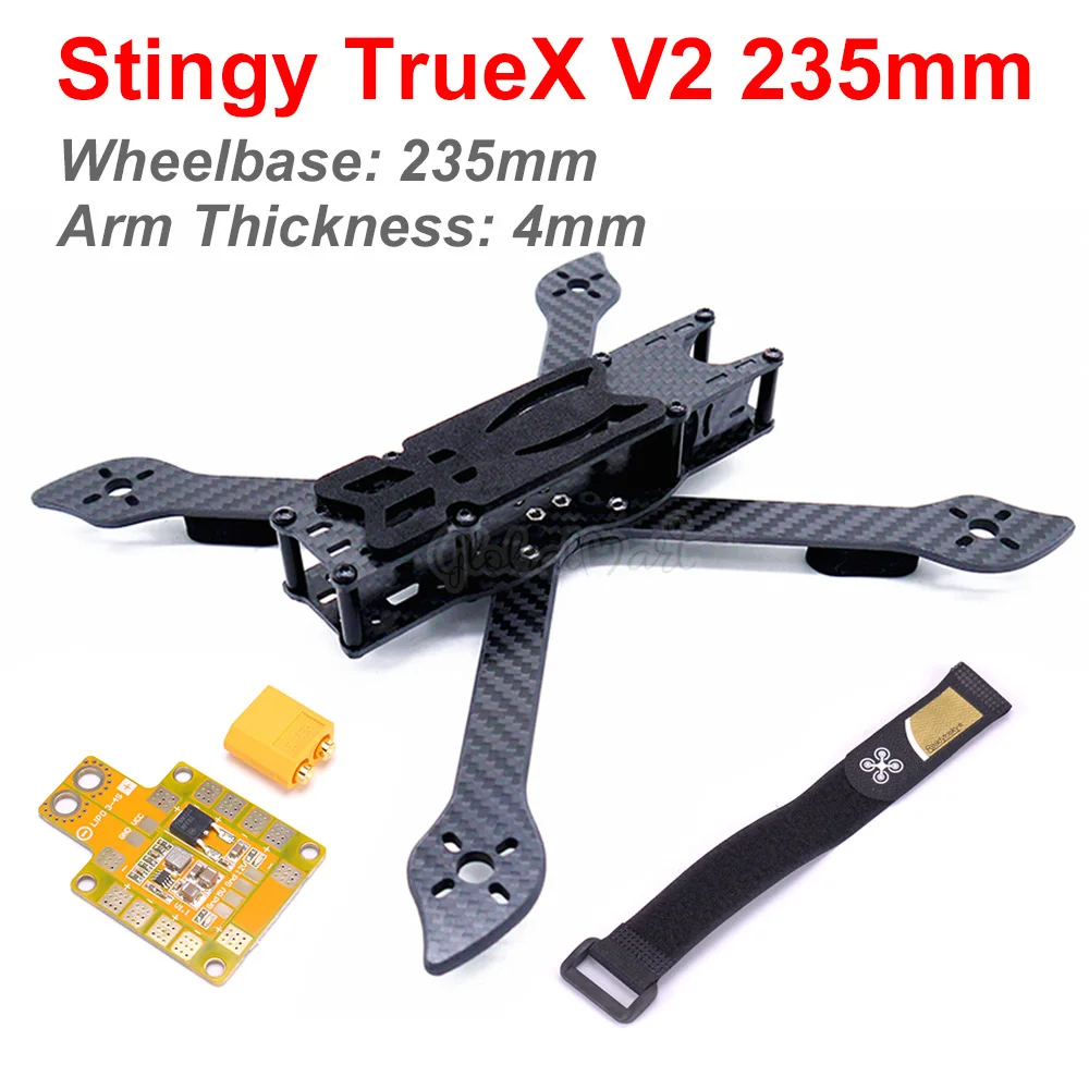 

Stingy V2 True X 5" 235 235mm FPV Freestyle Frame Kit with 4mm arm FPV Racing Drone Quadcopter / 5V 12V PDB better Nova 235