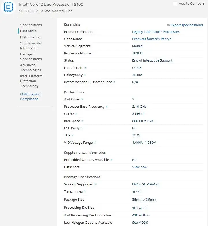 Для intel t8100 cpu ноутбук Core 2 Duo T8100 cpu 3M cache/2,1 GHz/800/двухъядерный Socket 479 ноутбук процессор для GM45 PM45