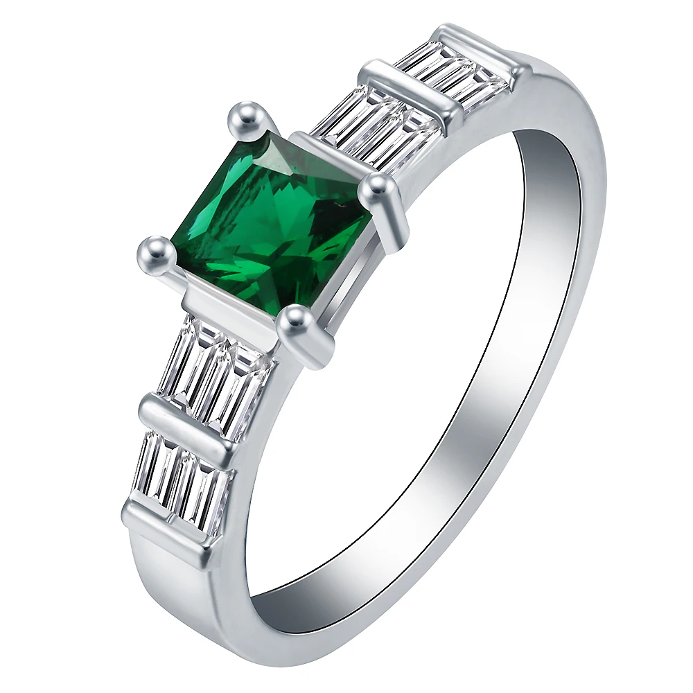 Imitation Emerald New Summer Fashion Square Green Stone Female Ring