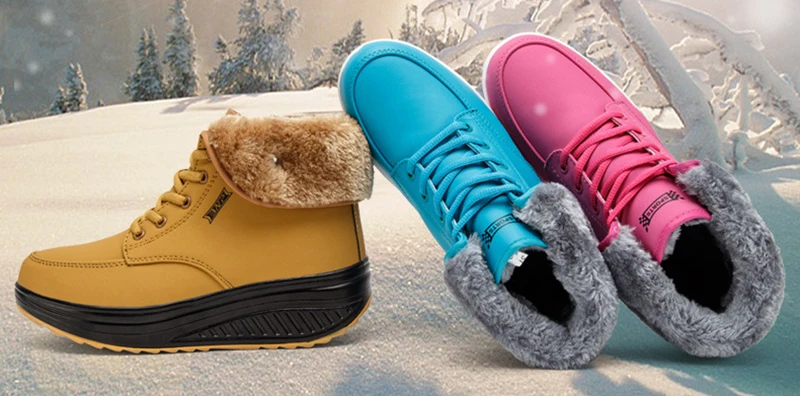 Рождественская зимняя обувь; женские теплые плюшевые ботильоны; зимние ботинки с высоким берцем; Уличная обувь на танкетке; Повседневная обувь; Zapatos De Mujer