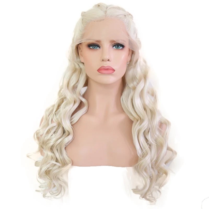 

Charisma Synthetic Lace Front Wigs Body Wave With Braids Heat Resistant Wigs Pure Color 24'' 150% Density Wig For Women In Stock