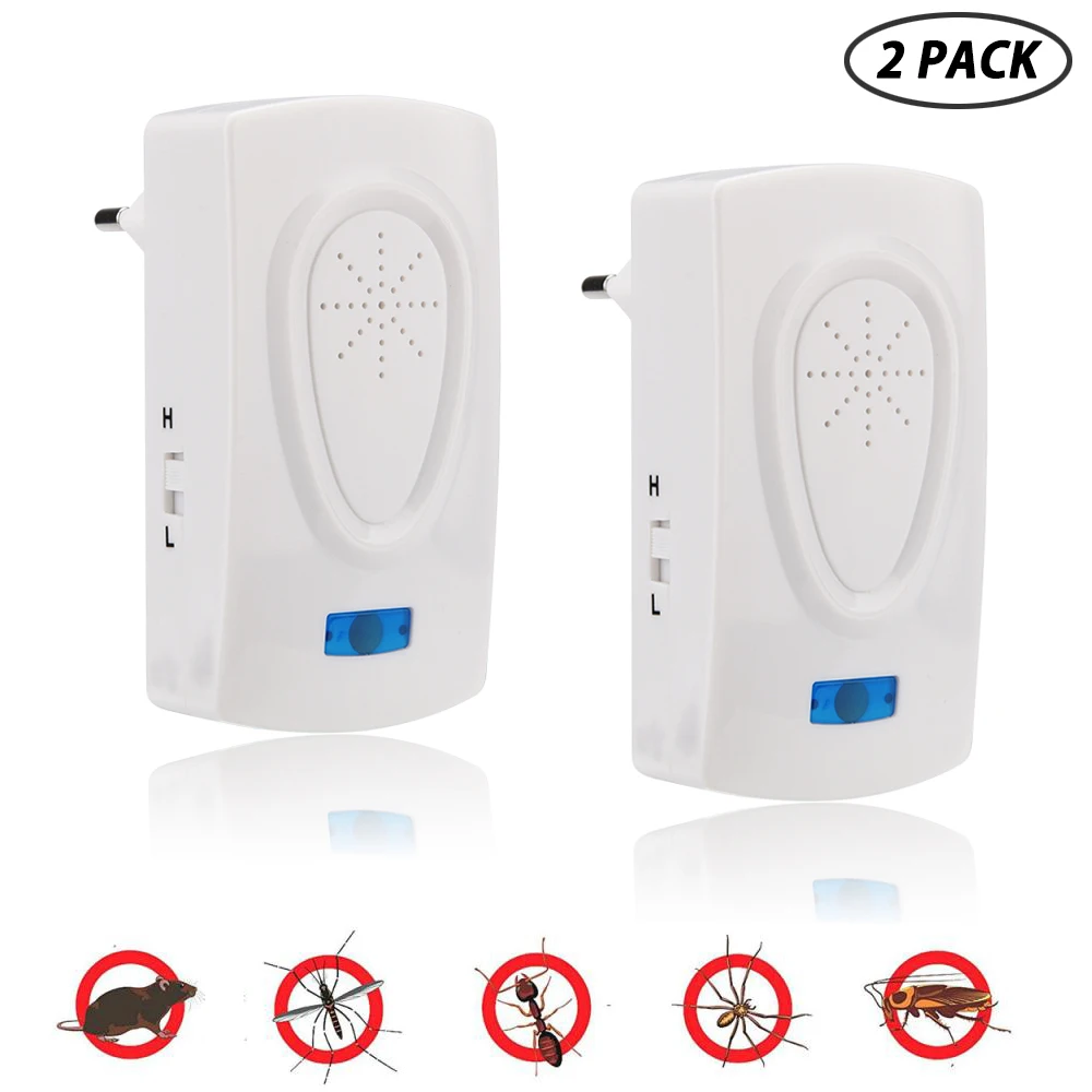 

2PCS Ultrasound Mouse Cockroach Pest Repeller Device Insect Rats Spiders Mosquito Killer Pest Control Household Pest Rejecter