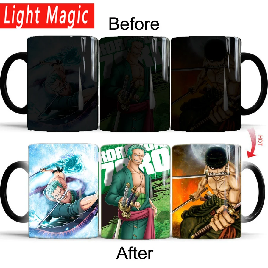 

One Piece luffy Zoro mugs 350ml office coffee mug changing color mug cup best gift mug