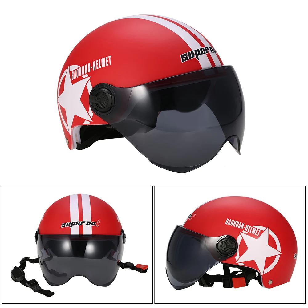

Motorcycle Helmet Half Open Face Adjustable Size Protection Gear Head Helmets Unisex Five-pointed Star